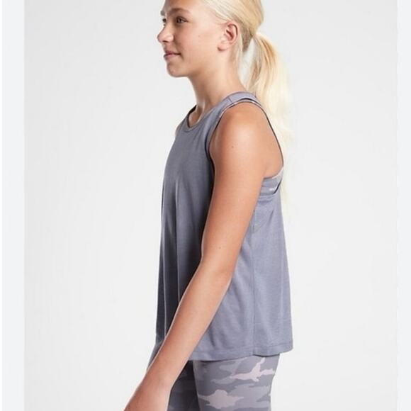 Athleta Girl Double The Fun Tank Purple Camo Back Size L Racerback EUC - Picture 3 of 7